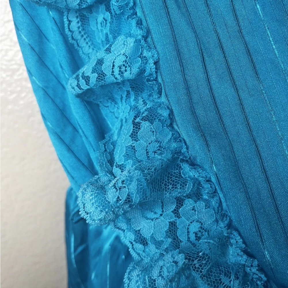 Vintage Night Time Creations Teal Silky Lace Romper Teddy New With Tags Med USA - Picture 5 of 8